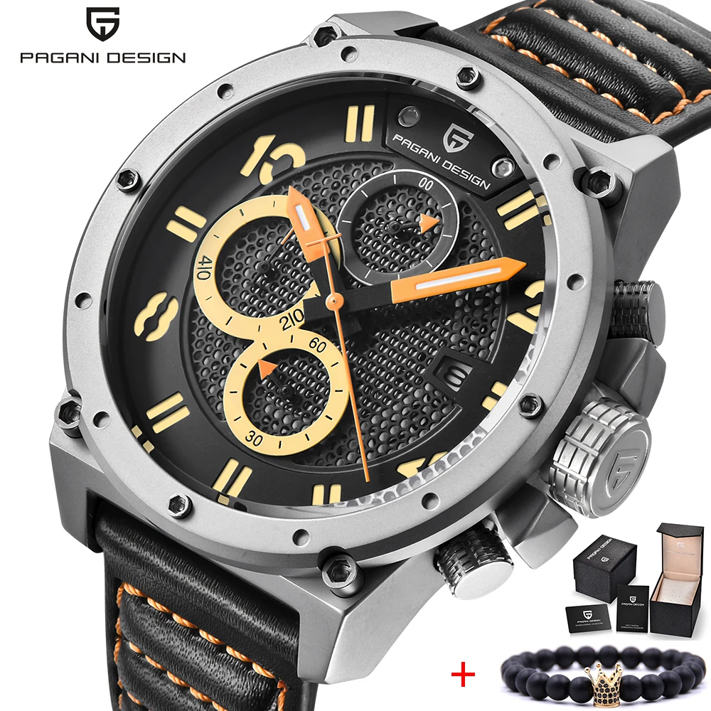 

PAGANI Mens Watches Top Brand Luxury Quartz Watch Men Calendar Leather Military Waterproof Sport Wrist Watch Relogio Masculino