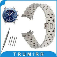 18mm 20mm 22mm 24mm Montre En Acier Inoxydable Band Curved End Bracelet pour Breitling Bracelet Butterfly Boucle poignet Ceinture Bracelet