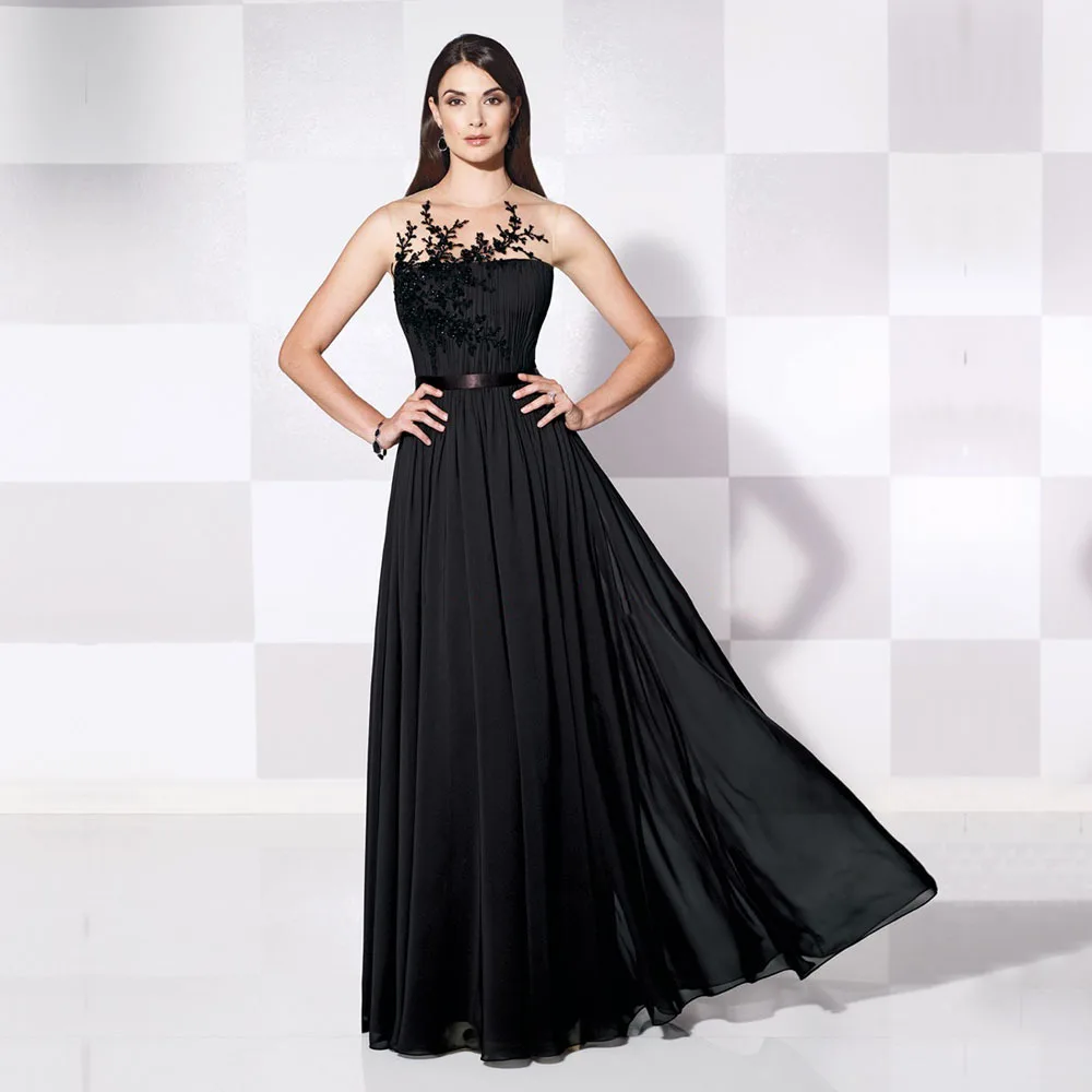 Buy Cheap Black Lace Chiffon Evening Dress Backless