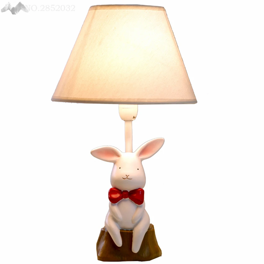 LFH Creative cute Warm The small white rabbit lamp bedroom bedside lamp