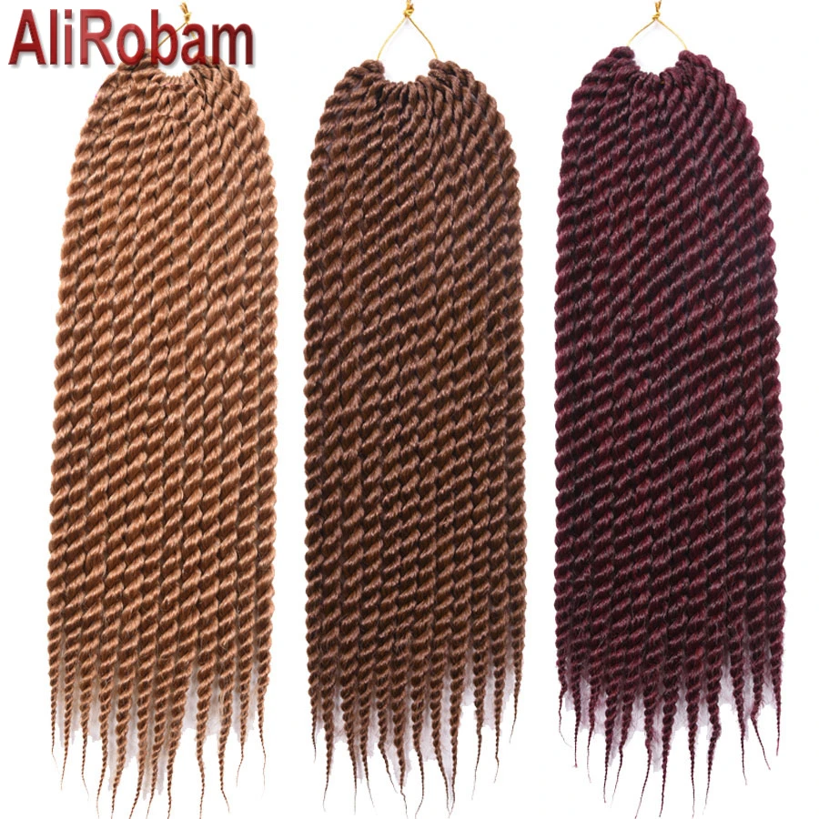 

AliRobam Crochet Braids Long 18inch Senegalese Twist Low Temperature Synthetic Braiding Hair Extensions Black Burgundy Brown