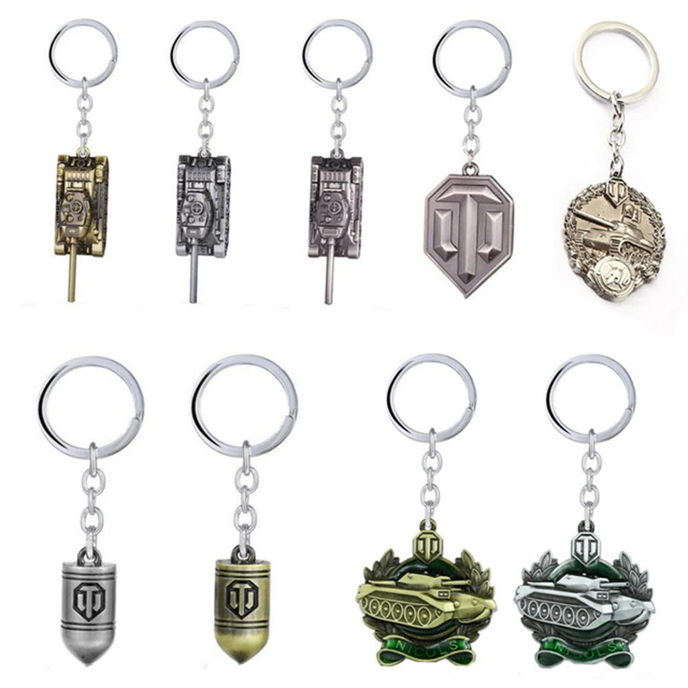 

World Of Tanks Keychain WOT 46G Heavy Punk Weapon 3D Tank IS Series Keychains Key Chain For Men Car Game Necklace llaveros