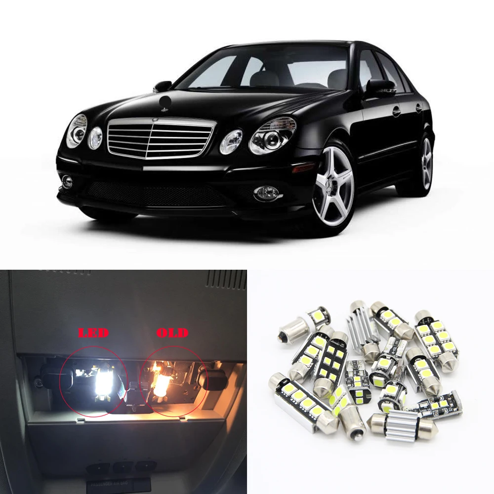 

17pcs Canbus White Car LED Light Bulbs Interior Package Kit For 2002-2007 Mercedes Benz E-Class W211 Map Dome Footwell Led Lamp