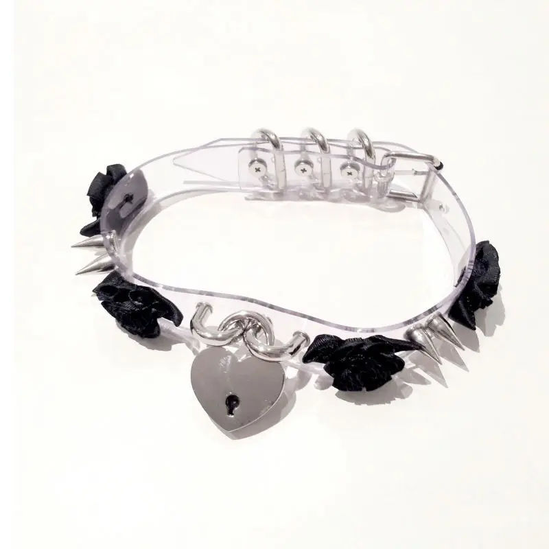 Ожерелье чокер с двойными шипами и розовыми шипами|heart choker|collar necklacechoker flower |