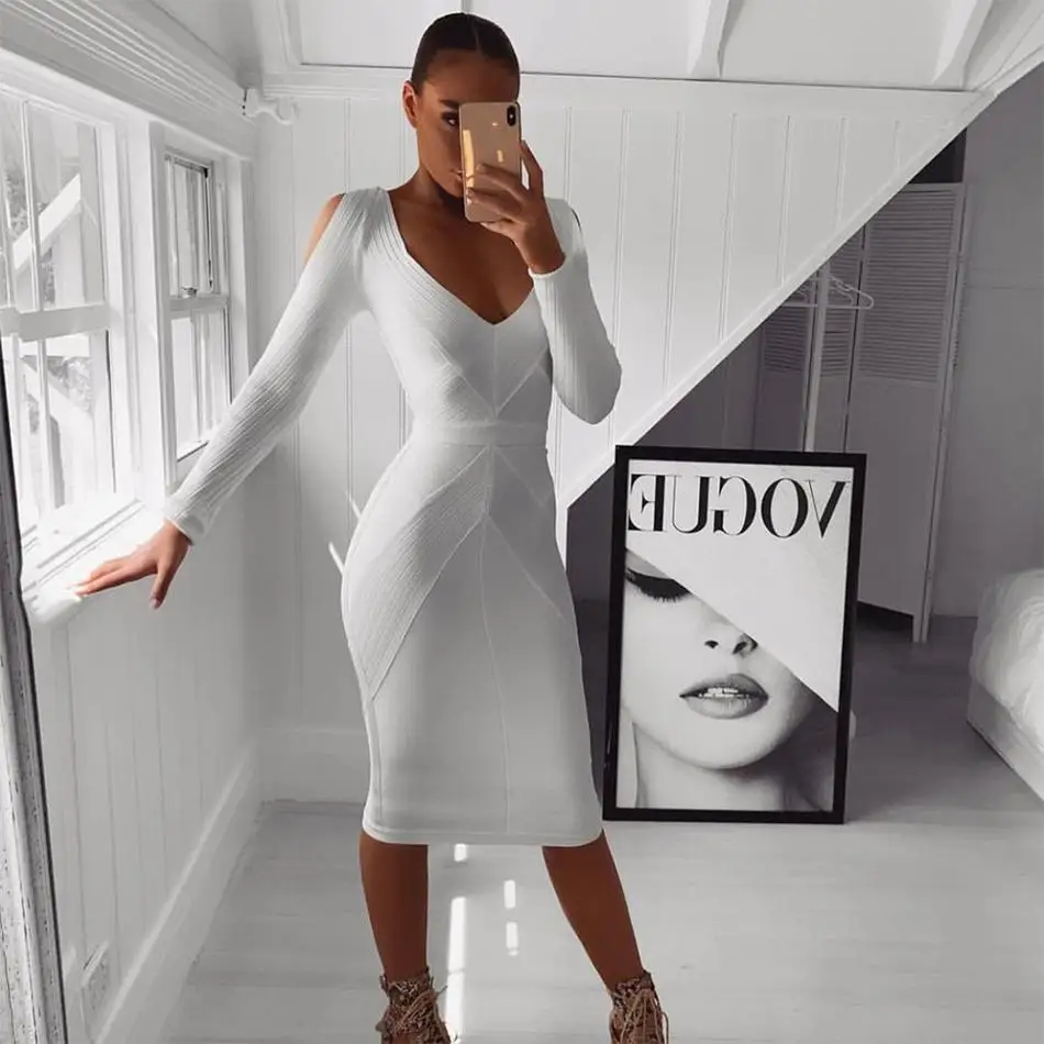 Newest Celebrity Party Bodycon Bandage Dress Women Off The Shoulder Long Sleeve V-Neck Sexy Night Out Club Dress Women Vestidos
Newest Celebrity Party Bodycon Bandage Dress Women Off The Shoulder Long Sleeve V-Neck Sexy Night Out Club Dress Women Vestidos