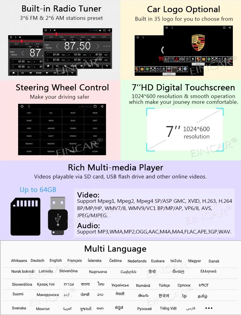 Sale Android 7.1 Stereo 2 din Car DVD Player in dash GPS Navigation Autoradio Bluetooth Car Radio Stereo 7 Sliding Multi-touchscreen 4