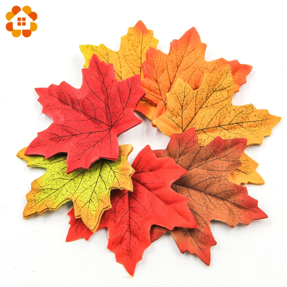 100-300 Pcs Artificial Maple Leaves Fake Fall Silk Autumn Party Mixed Decor 