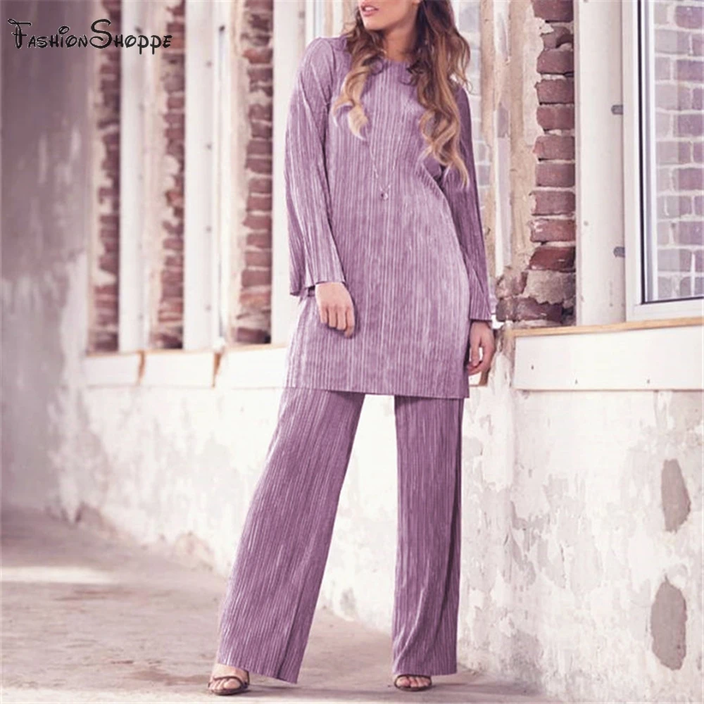 

Fashion Abaya Women Striped Adult Turkey Pakistan Arab Muslim Clothing Plus Size Purple Navy Black Caftan Set #D803