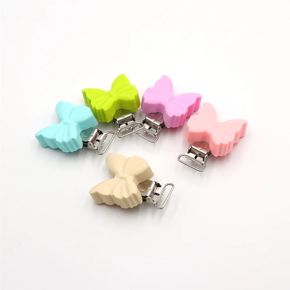 

TYRY.HU 1pc butterfly Shaped Pacifier Clip Baby Silicone Teether teething Beads DIY Pacifier Chain Tool Clip Clasps Holder