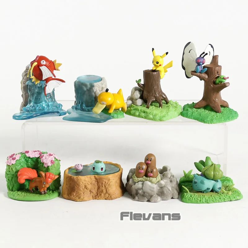 

Anime Pikachu Butterfree Psyduck Bulbasaur Vulpix Magikarp Squirtle Dugtrio Mini PVC Desktop Figures Toys 8pcs/set