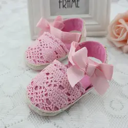 Летние новорожденных Обувь малыша Вязание маленьких Обувь для девочек ремень Обувь