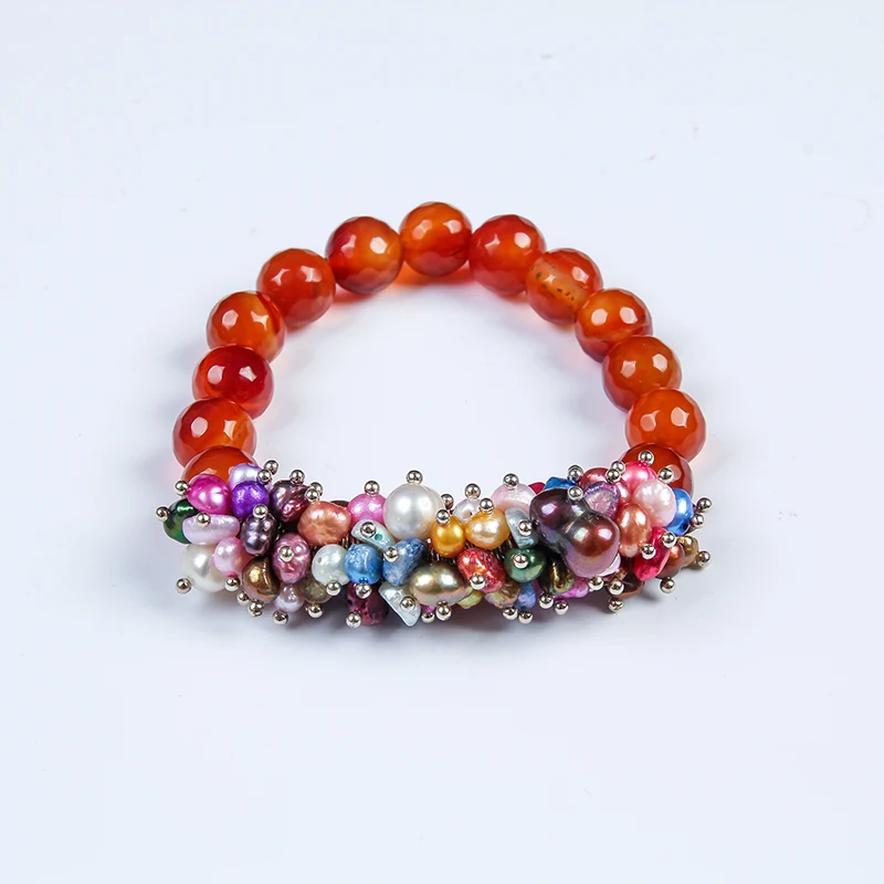 

Multi - layer pearl hand string near the round very light pink freshwater pearl bracelet art fresh jewelry to send his girlfrie