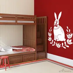 Яркий милый кролик виниловые наклейки на стены съемные милые детские уникальные фрески подарок Детская комната украшения дома