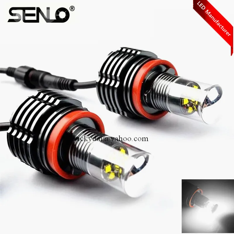 2pcs White E92 Angel Eye 60W H8 Front Light Bulb Lamp Kit DRL For BMW