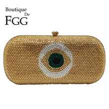 Бутик De FGG золотые глаза дьявола женские хрустальные клатчи вечерние сумки свадебные алмазные Minaudiere сумки кошельки Свадебные вечерние сумки