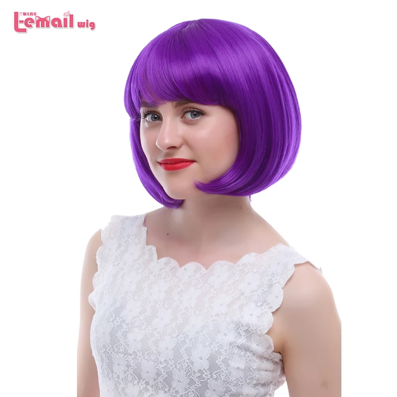 L email wig 12inch 30cm Short Bobo Cosplay Wigs 5 Color Straight Pink