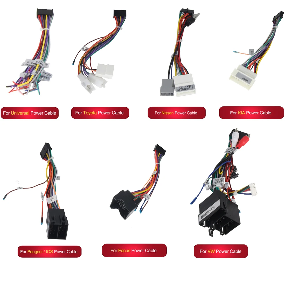 

Android radio Car Accessories Wire Wiring Harness Adapter Connector Plug 16Pin universal cable for Focus Kia Nissian Toyota Car