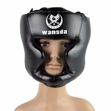 Полный охват боксерская защита головы/черный закрытого типа для бокса защита головы/Санда Муай Тай кикбоксинг PU тренировочная защита головы