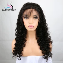 Sunnymay Peruvian Remy Hair Deep Wave 100% Human Hair Full Lace Wigs Pre Plucked Natural Hairline FreeShipping