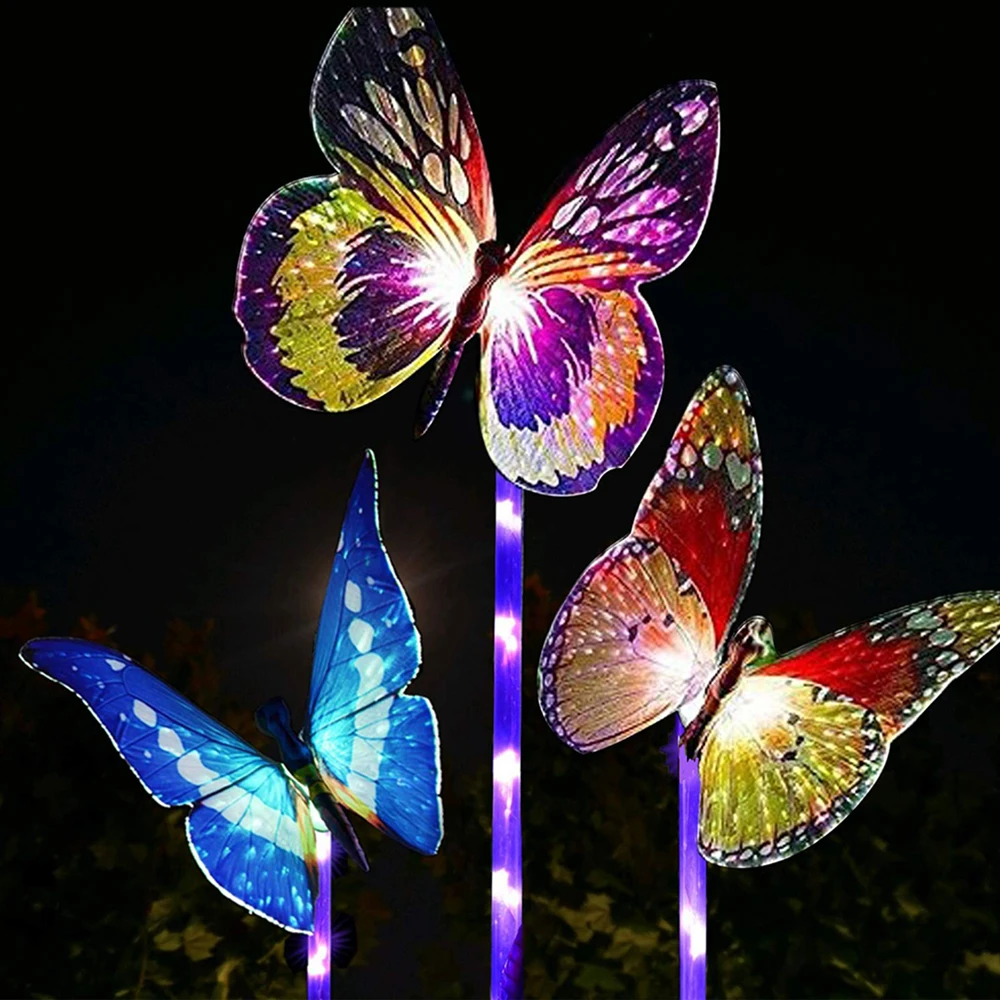 Solares do Jardim Multi-mudando a Cor da Borboleta do Pássaro Movido a Energia Luzes ao ar Lâmpada do Gramado Luzes Libélula Caminho Solar Livre Paisagem 8 Luzes solares Do Jardim Multi Mudando A