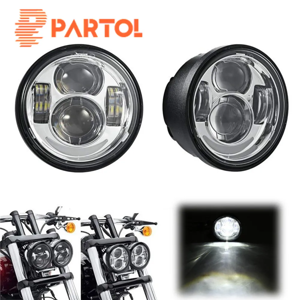 

Partol 2pcs 4.65" Daymaker Projector LED Dual Headlights Driving Light Head lamp For Harley Davidson Dyna Fat Bob FXDF Touring