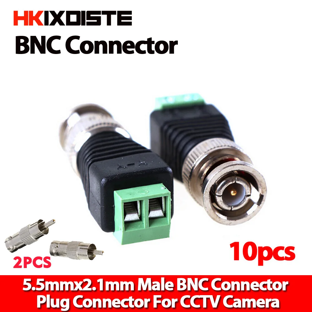 

10pcs Coax CAT5 to CCTV Camera BNC Male Connector, BNC Connector Plug for CCTV System Surveillance Security Camera Free shipping