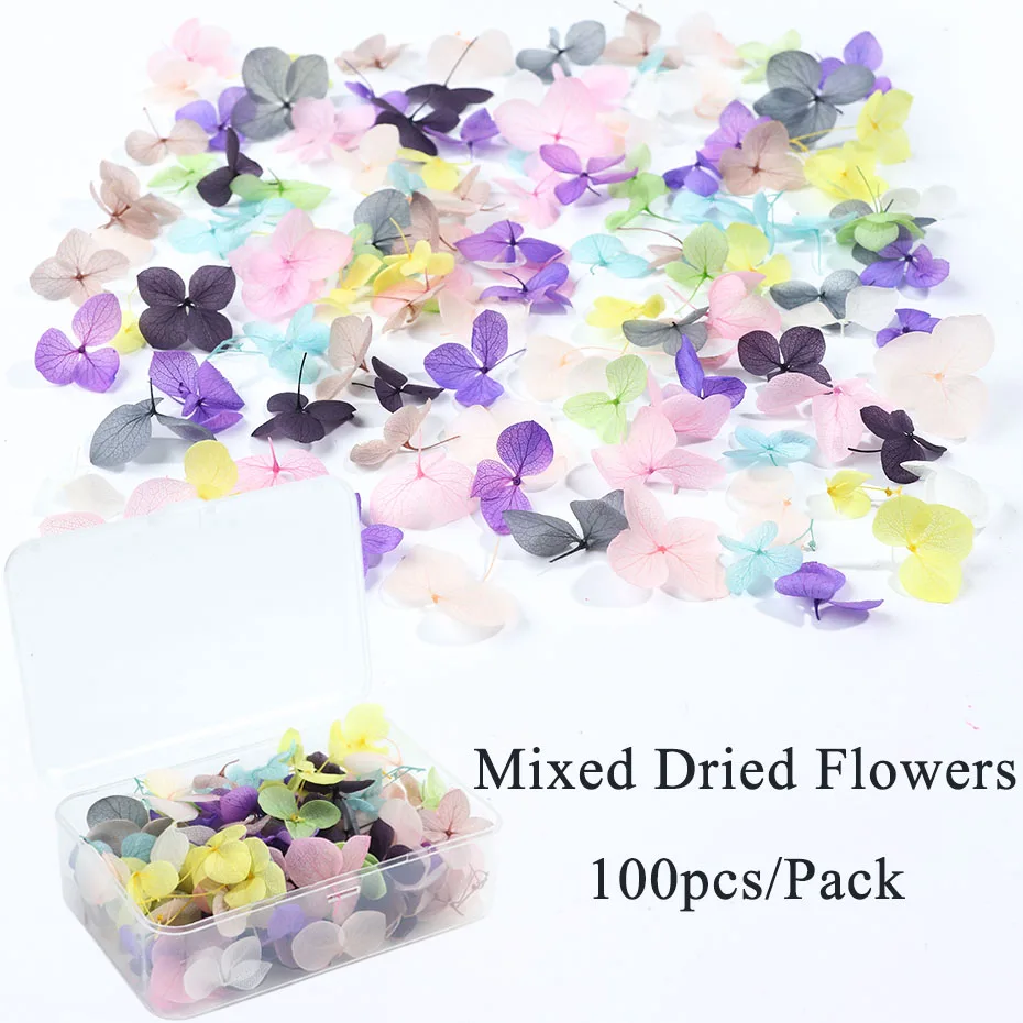 Mixed Dried Flowers Nail Art Decoration Colorful Natural Blossom Floral Stickers 3D Summer Designs Manicure Accessories SA1505 - Цвет: 100pcs