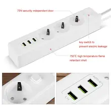 

Stripped 3 port 3 socket wall socket overload protection EU plug smart USB power switch