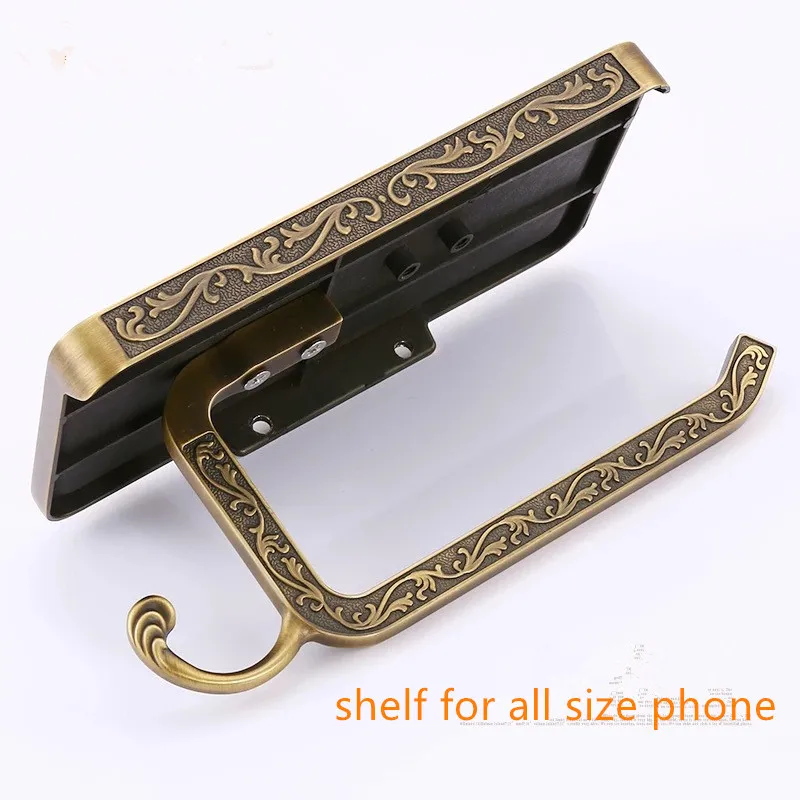Space aluminum antique paper holder with phone shelf plate bathroom paper holder shelf wall rack bathroom accessories