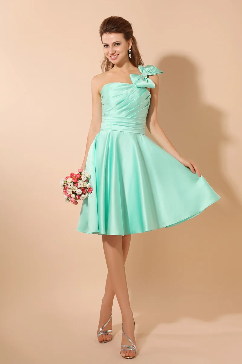 Best Selling Mint Green Strapless A line Knee Length Bridesmaid Dress