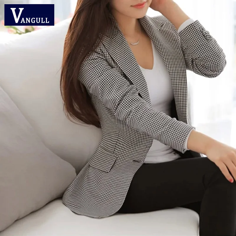 Vangull Women Blazer 2016 Spring Slim OL Work Wear Blazer