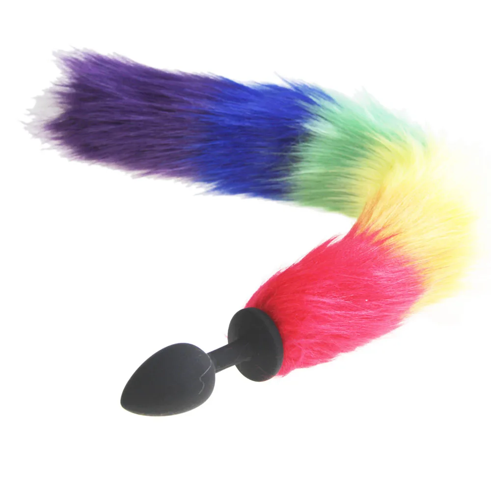 hh080 rainbow fox tail anal plugs (2)