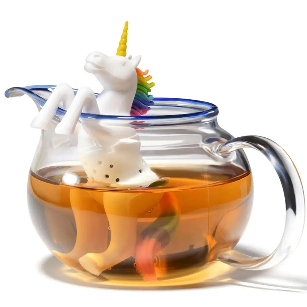 Силиконовый чайный заварочный фильтр для рассыпчатого листа, белый конь, силиконовый чайный заварочный пакетик для рассыпчатого чая, ситечко для листьев, травяной фильтр для специй, диффузор
