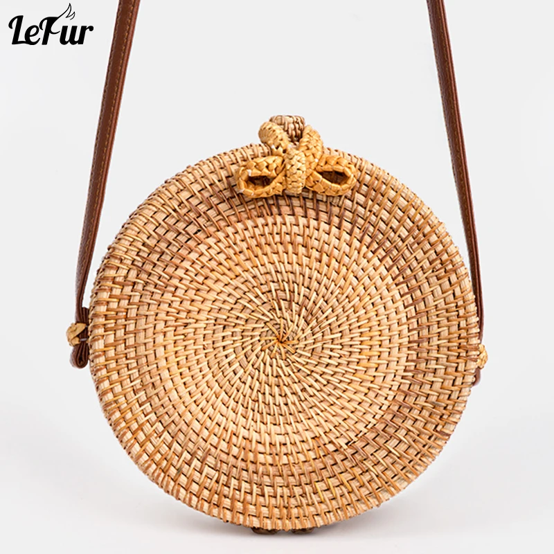 LEFUR стиль модная сумка из ротанга ручной работы Соломенная Сумка для женщин Летний Пляжный кошелек женский богемный