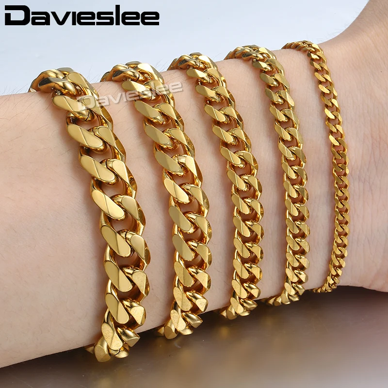 Personalize Size 3/5/7mm Mens Boys Curb Cuban Chain Bracelet Black Tone Stainless Steel Gift Promotion Wholesale Jewelry KB217 Fashion Jewelry