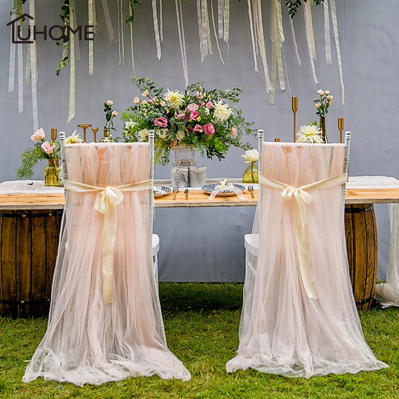 1pair 2 6mx1 6m Width Diy Wedding Decoration Yarn Chair Cover With