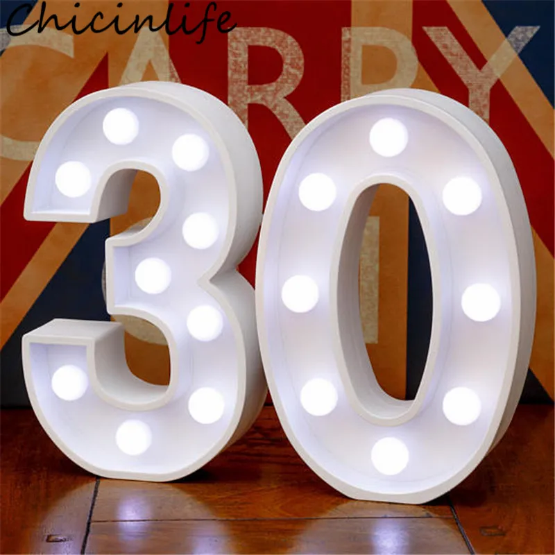 

Chicinlife 2Pcs 30/40/50/60/70/80 Numbers LED String Night Light Adult Birthday Party Wall Hanging Lamp Anniversary Supplies