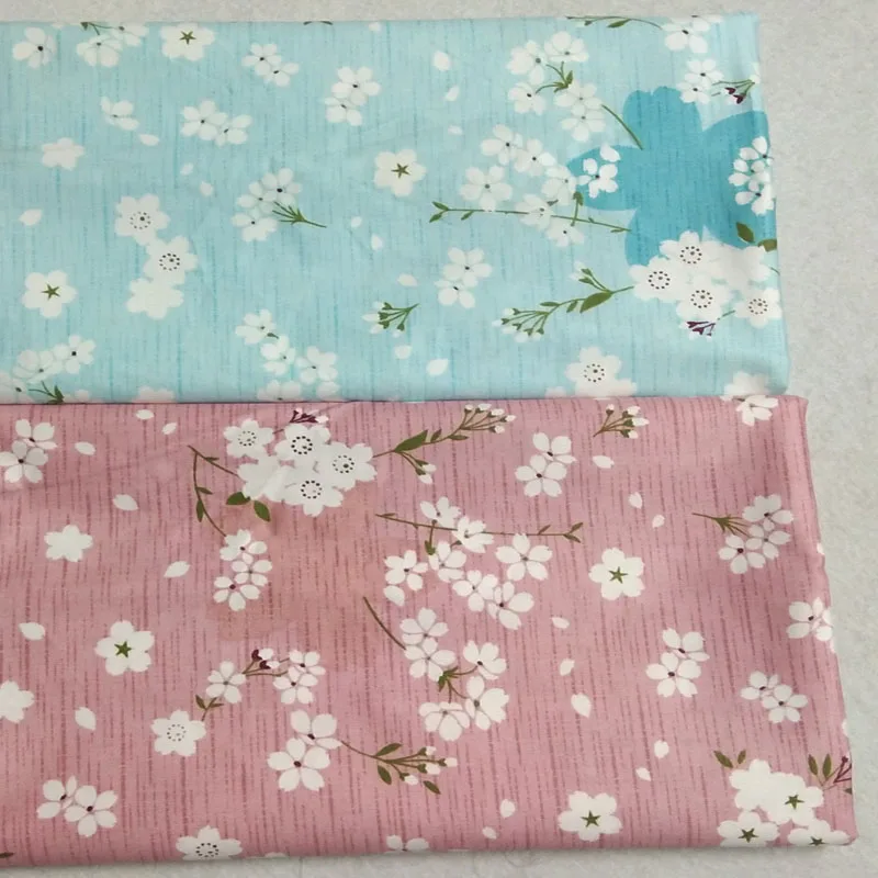 

40x50cm Graceful Blue Pink Japan Sakura Flowers 100% cotton twill cotton Fabric Bundle for sewling doll cloth tablecloth