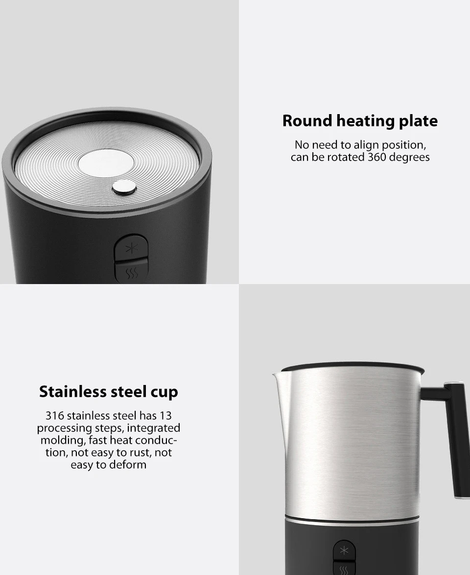xiaomi scishare electric milk frother cappuccino shaker steamer jugs machine pitcher automatic foamer stainless maker for coffee (15)