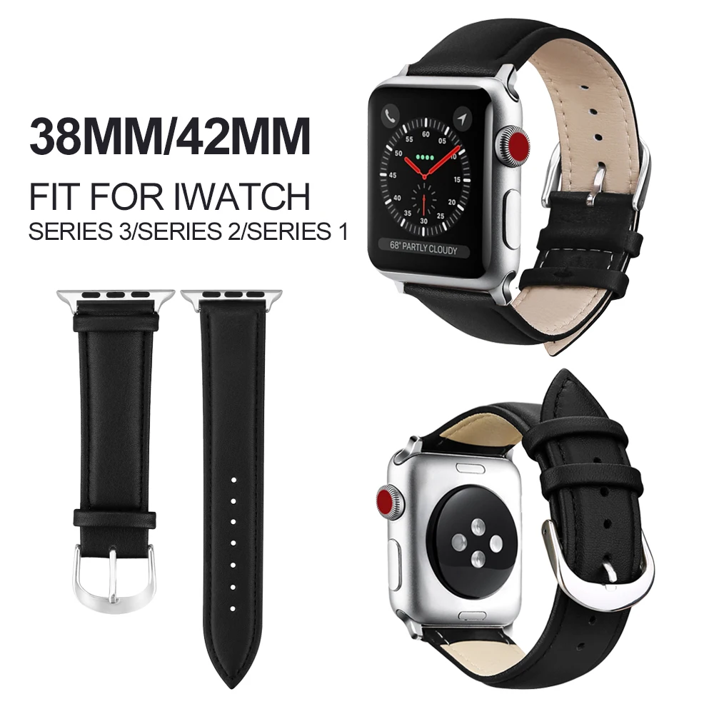 MUSEN кожа Watchb Apple watch браслет черный пояс ремешки Кожаный ремешок смотреть группы 38