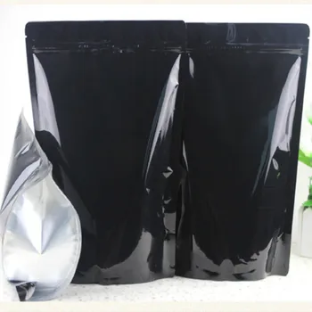 

50pcs 20x30x5cm Large Black Aluminum Foil Zip Lock Stand Up Bag Food Candy Coffee Gift Packaging Bags