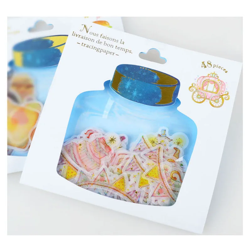 

48pcs/pack Lovely jamjelly Sticker Drifting Bottle Gift PVC Gold Foil Bronzing Decoration Stickers Q-LIA Sticker