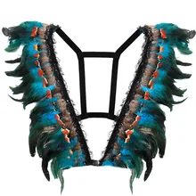 Перьевые эполеты накидка на плечи крылья сжигание Хэллоуин Бурлеск фестиваль нательная обвязка нижнее белье танец Хэллоуин косплей