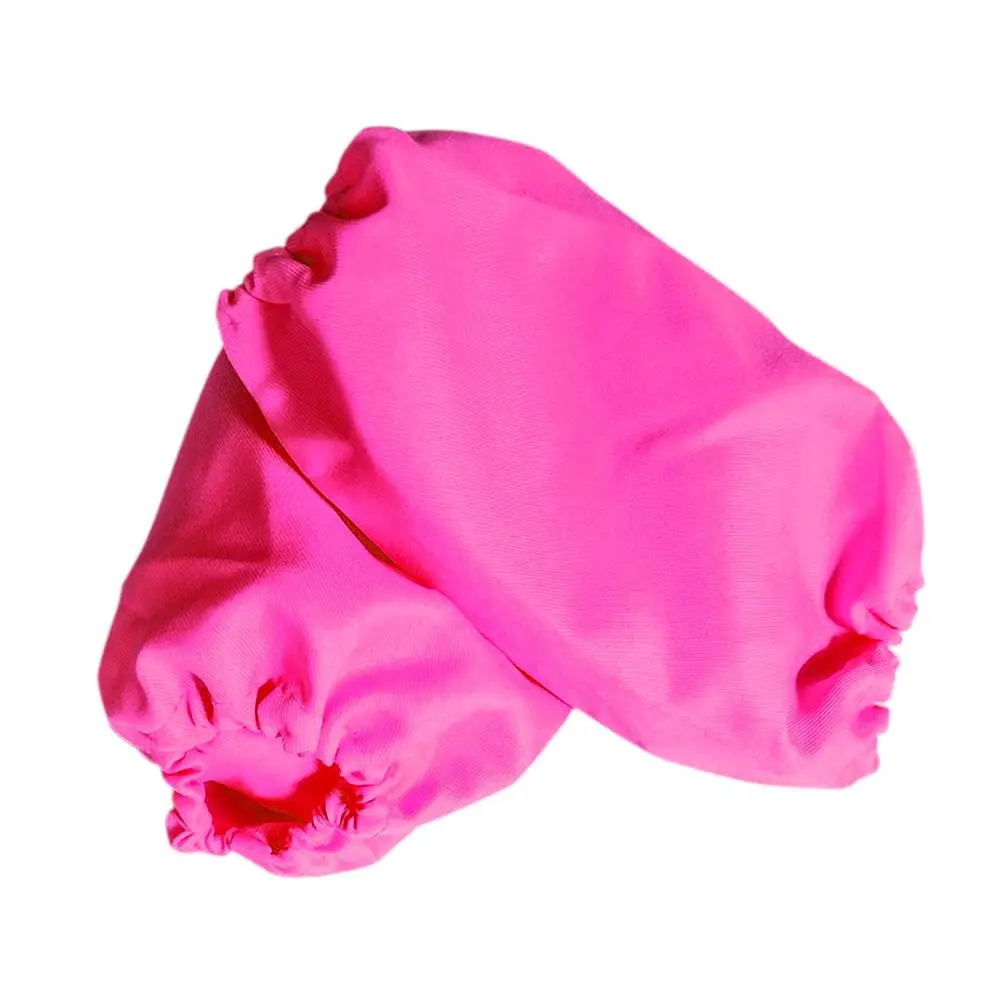 Детские перчатки унисекс из полиэстера с рукавами для детского сада, водонепроницаемые и не грязные однотонные перчатки с манжетами - Цвет: Hot Pink
