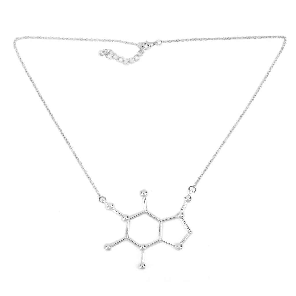 Alloy dopamine molecule pendant necklace chemistry biochemistry silver