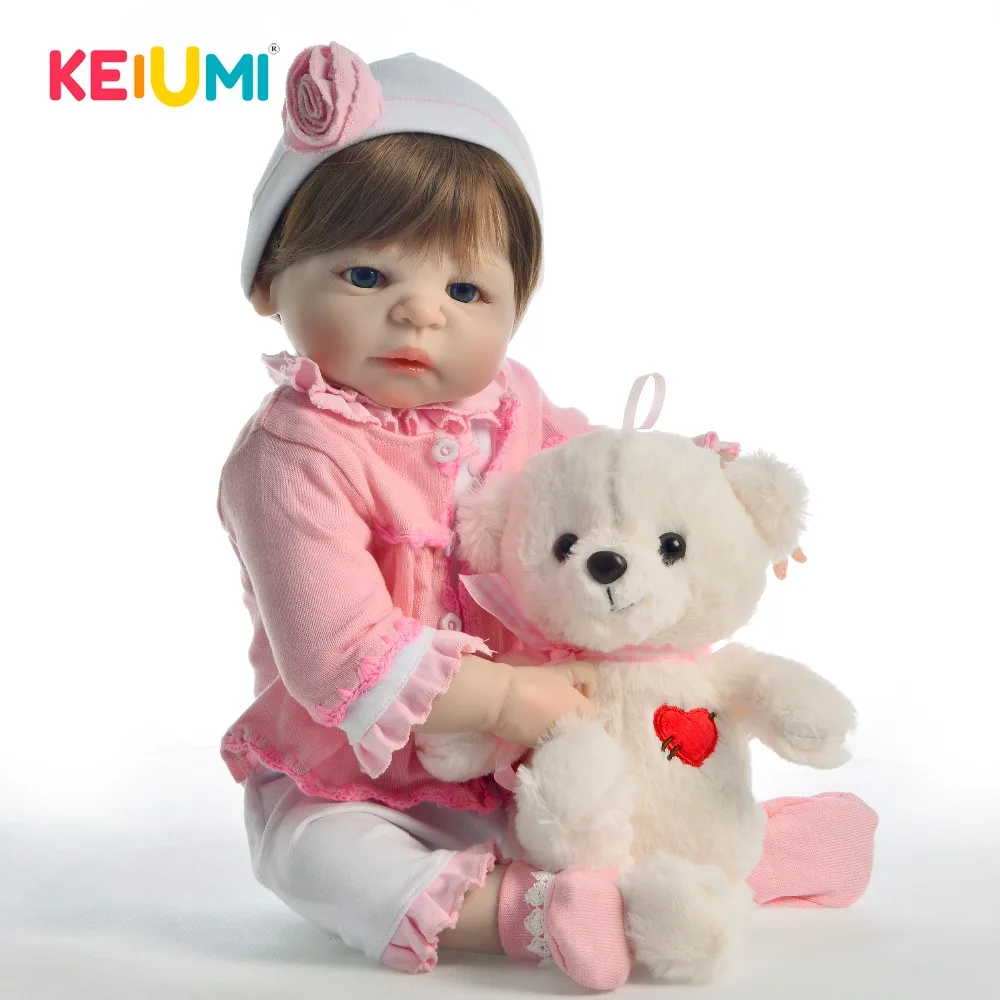 

Realistic Full Silicone Reborn Baby Doll Girl 23 inch DIY Toys Fashion 57 cm Reborn Dolls Toddler Toy For Children Birthday Gift