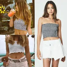 Для женщин женские пикантные повседневные Для женщин Дамы с открытыми плечами кроп-топы сезона лето жабо Bralet бандо сплошные Топы Топ