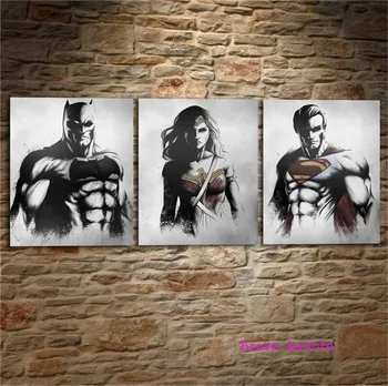

DAWN OF JUSTICE Justice League 3 Pieces Canvas Painting Print Living Room Home Decor Modern Wall Art Oil Painting