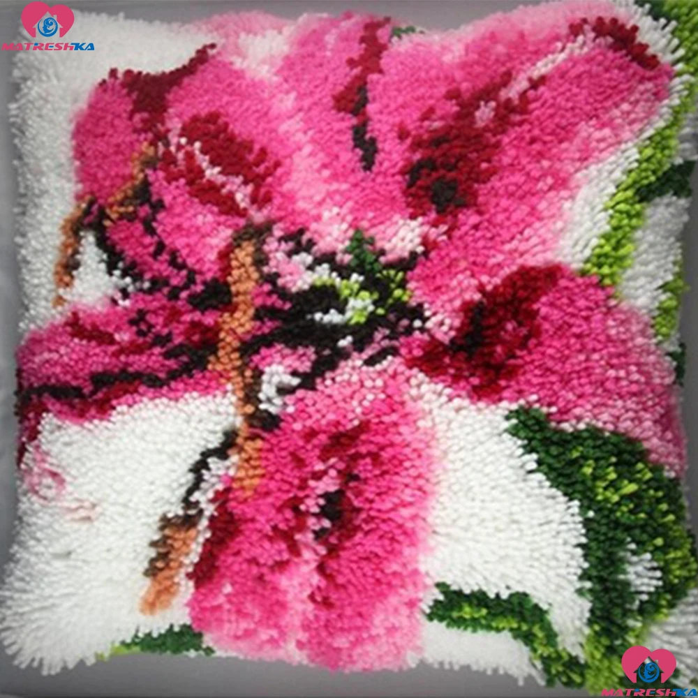 Latch Hook kits Flower Pillowcase Diy Handmade 3d Printed set Cushion