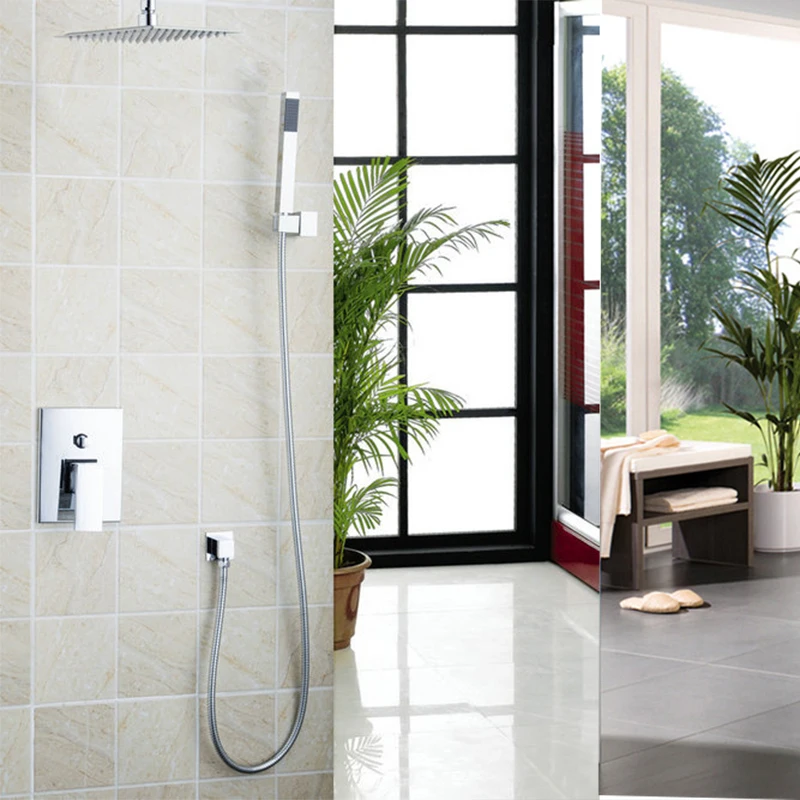 

2017 Bathroom Torneira Ultrathin 8 inch Square Rainfall Handheld Shower Head Set Tap Mixer Faucet Shower sets Cold and Hot Mixer